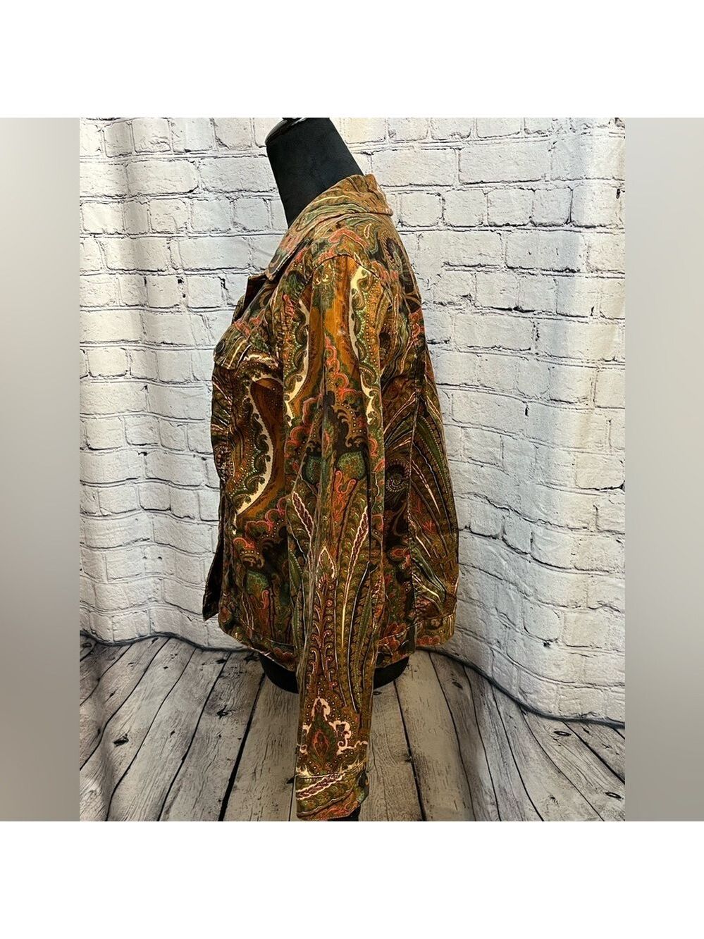 Charter Club Women's Brown Paisley Corduroy Jacket Size Large EUC - Picture 4 of 13
